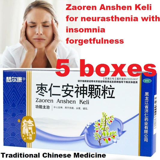 5g*6 bags*5 boxes. Zaoren Anshen Keli for neurasthenia with insomnia forgetfulness. Traditional Chinese Medicine