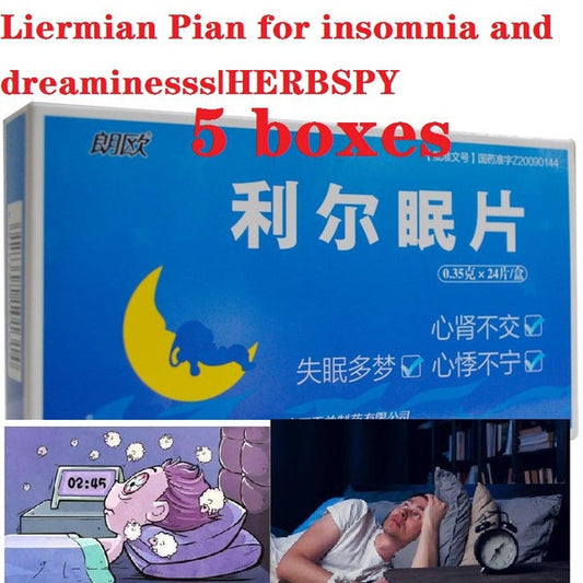 24 tablets*5 boxes. Li'er mian Pian for insomnia and dreaminesss. Li Er Mian Pian